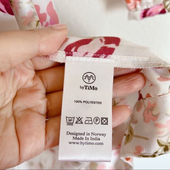 byTiMO Satin Floral Synthetic Wrap Midi Dress size - Picture 11 of 12